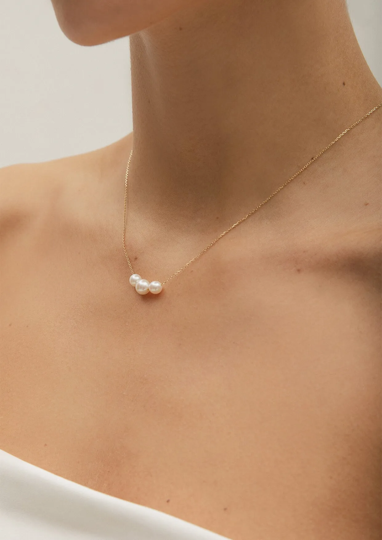 Moon Trinity Gold Pearl Necklace