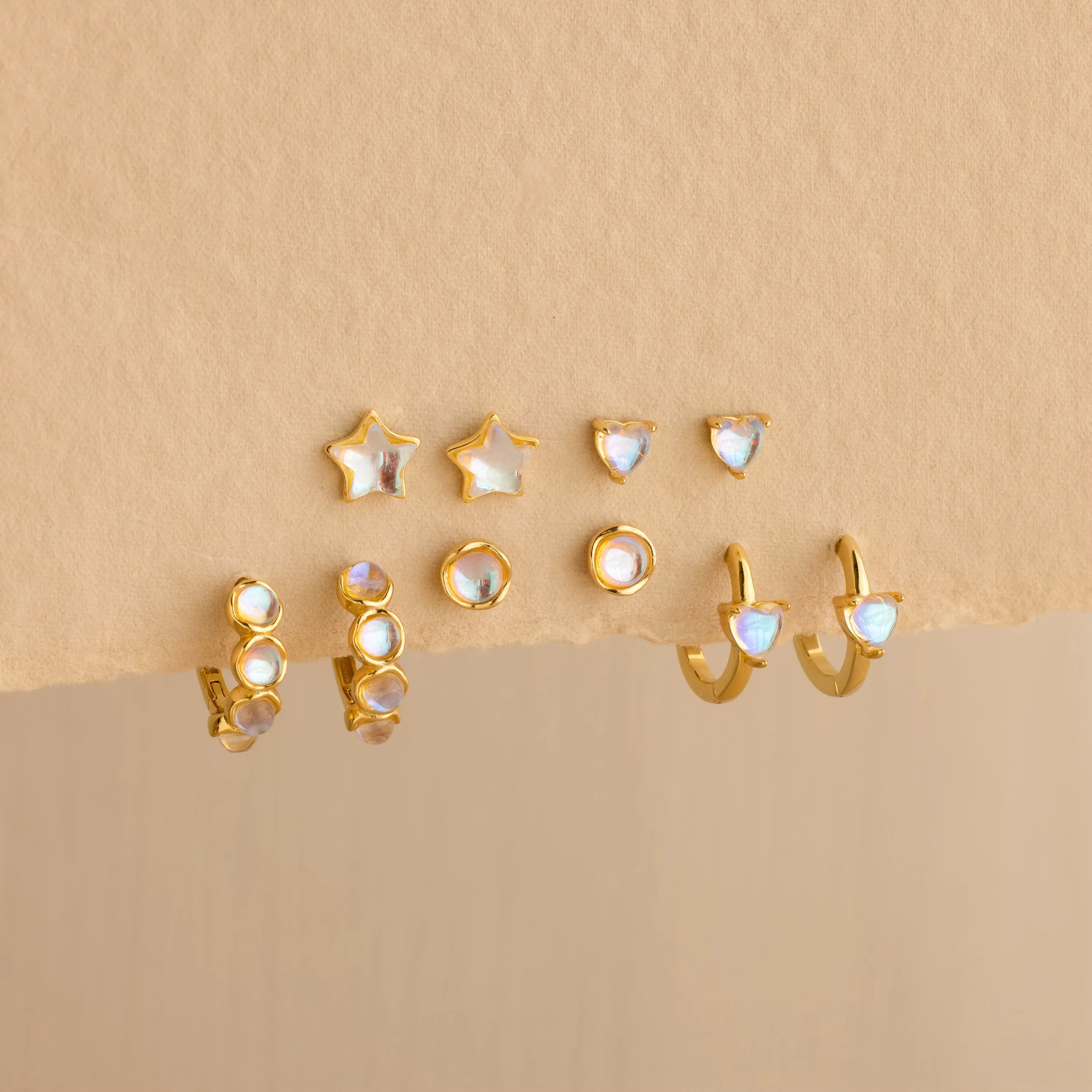 Moonstone Heart Studs