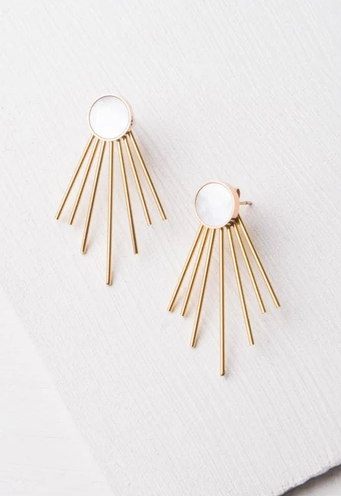 Mother of Pearl Stud & Gold Radiant Earrings