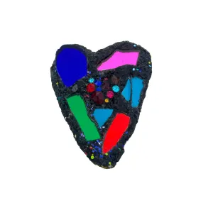 MULTI-COLOURED HARLEQUIN HEART BROOCH, 2023