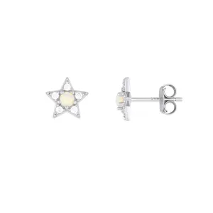 Opal Star Studs - Silver