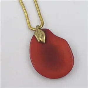 Orange Tagua Nut Pendant Necklace on Gold Snake Chain Necklace