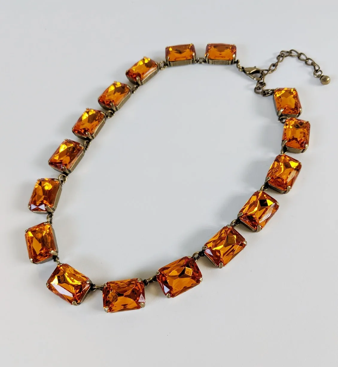 Orange Topaz Collet Necklace - Large Octagon