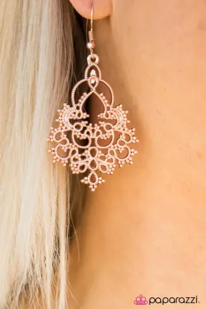 Paparazzi Earring ~ Hyacinth Haven - Rose Gold