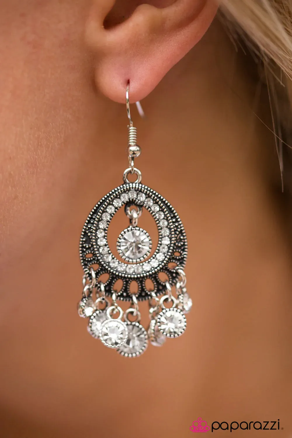 Paparazzi Earring ~ Richly Radiant - White