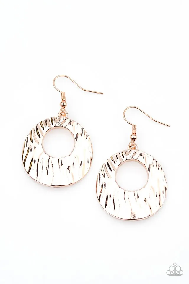 Paparazzi Earring ~ Warped Perceptions - Rose Gold