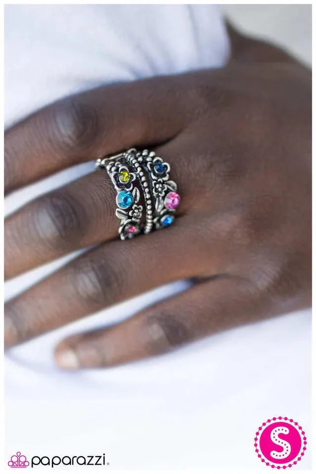 Paparazzi Ring ~ Flowers In the Attic - Blue