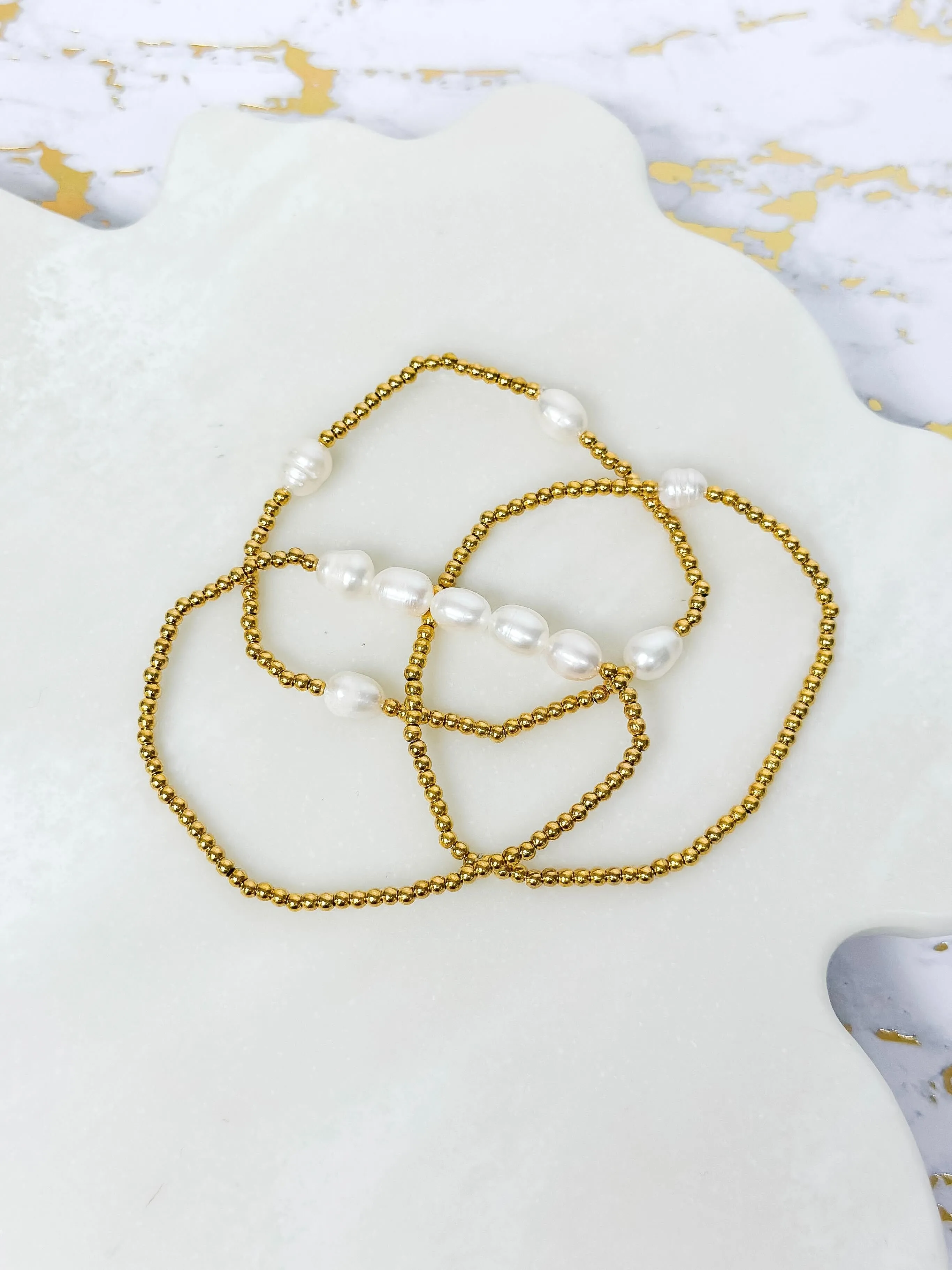 Pearl Beaded Bracelet Set by Lauren Kenzie