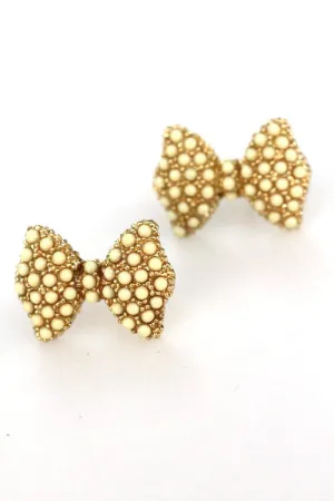 Pearls Bow Stud Earrings