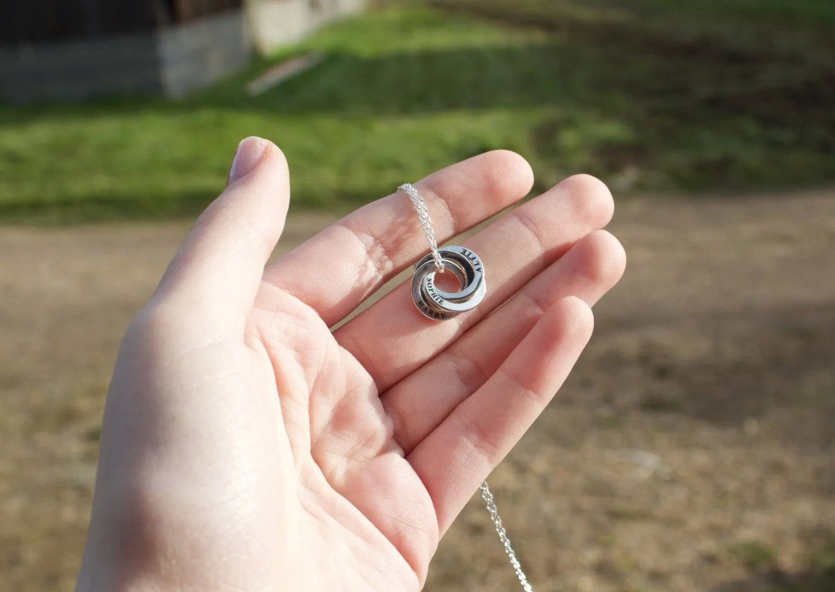 Personalised Four Ring Sterling Silver Necklace