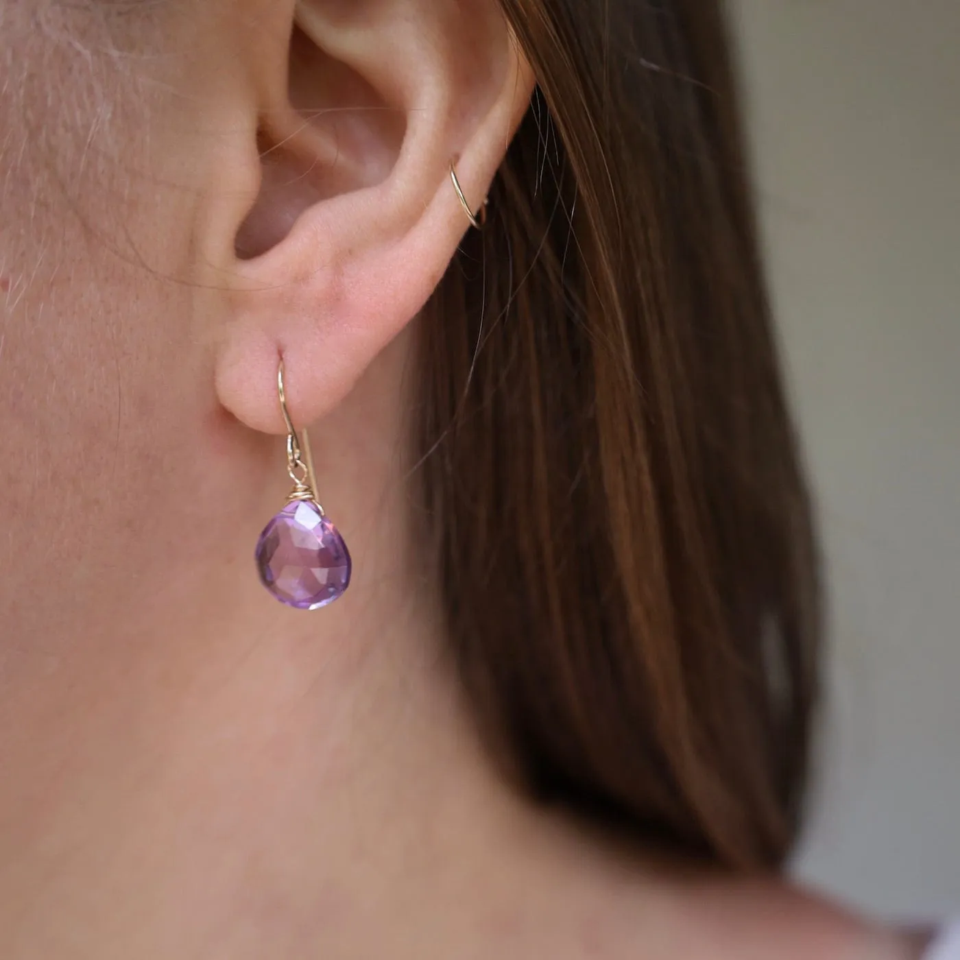 Pink Amethyst Teardrop Earring