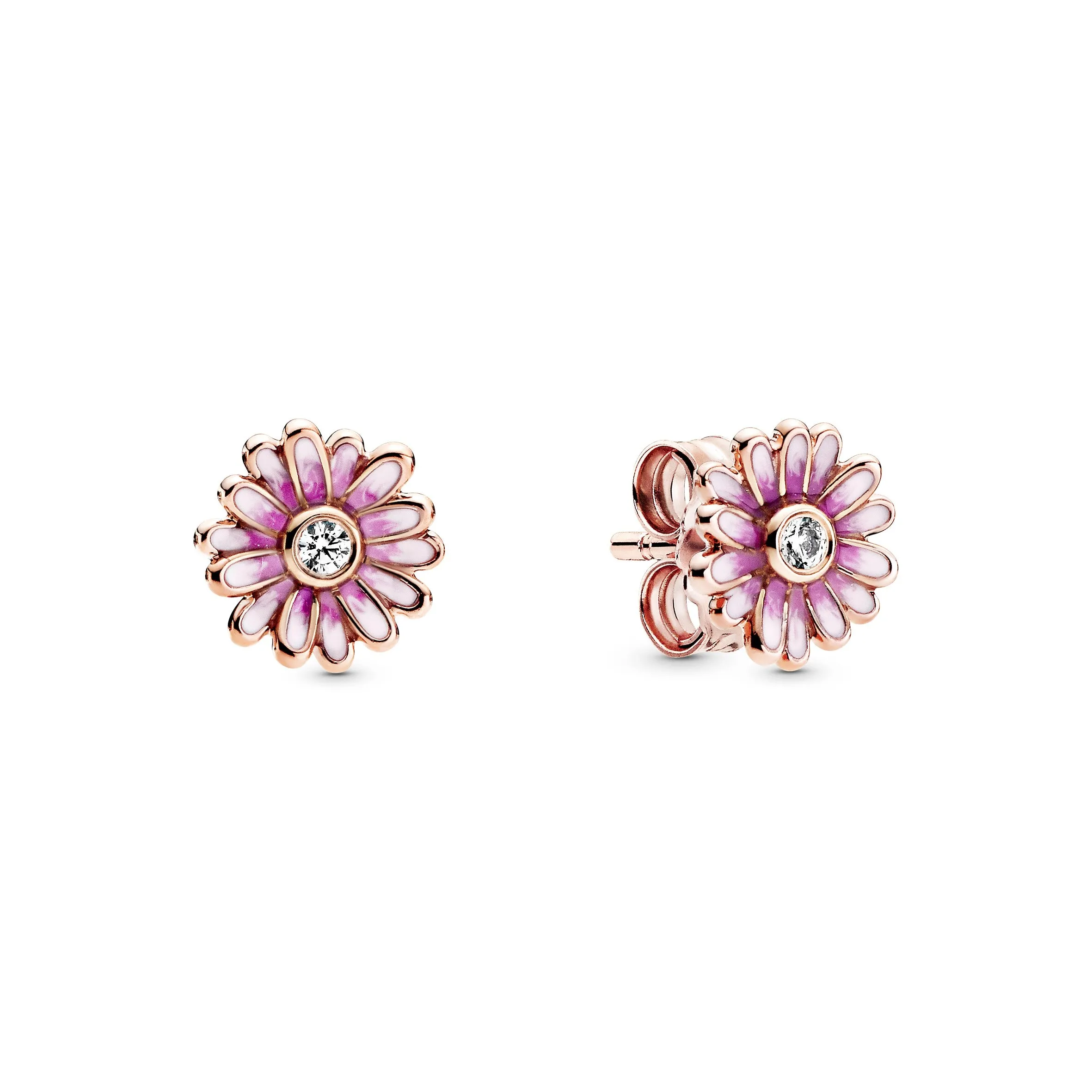 Pink Daisy Flower Stud Earrings