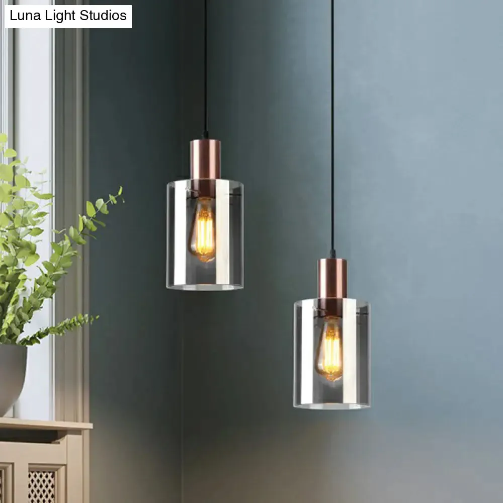 Postmodern Rose Gold Bottle Pendant Light with Smoke Grey Glass