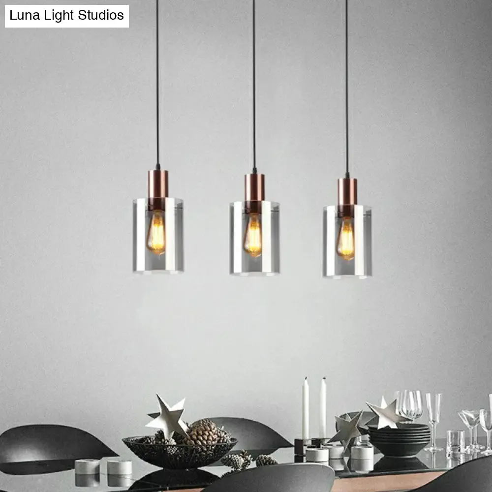 Postmodern Rose Gold Bottle Pendant Light with Smoke Grey Glass