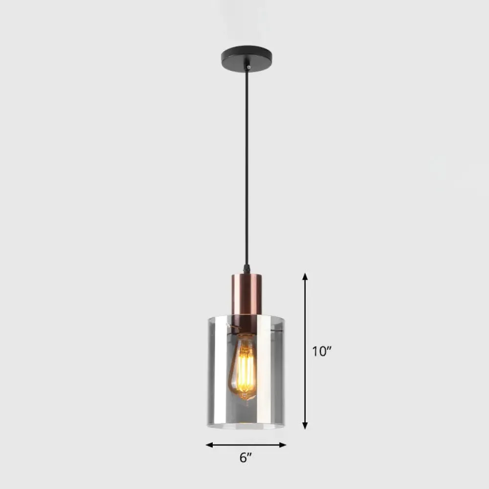 Postmodern Rose Gold Bottle Pendant Light with Smoke Grey Glass