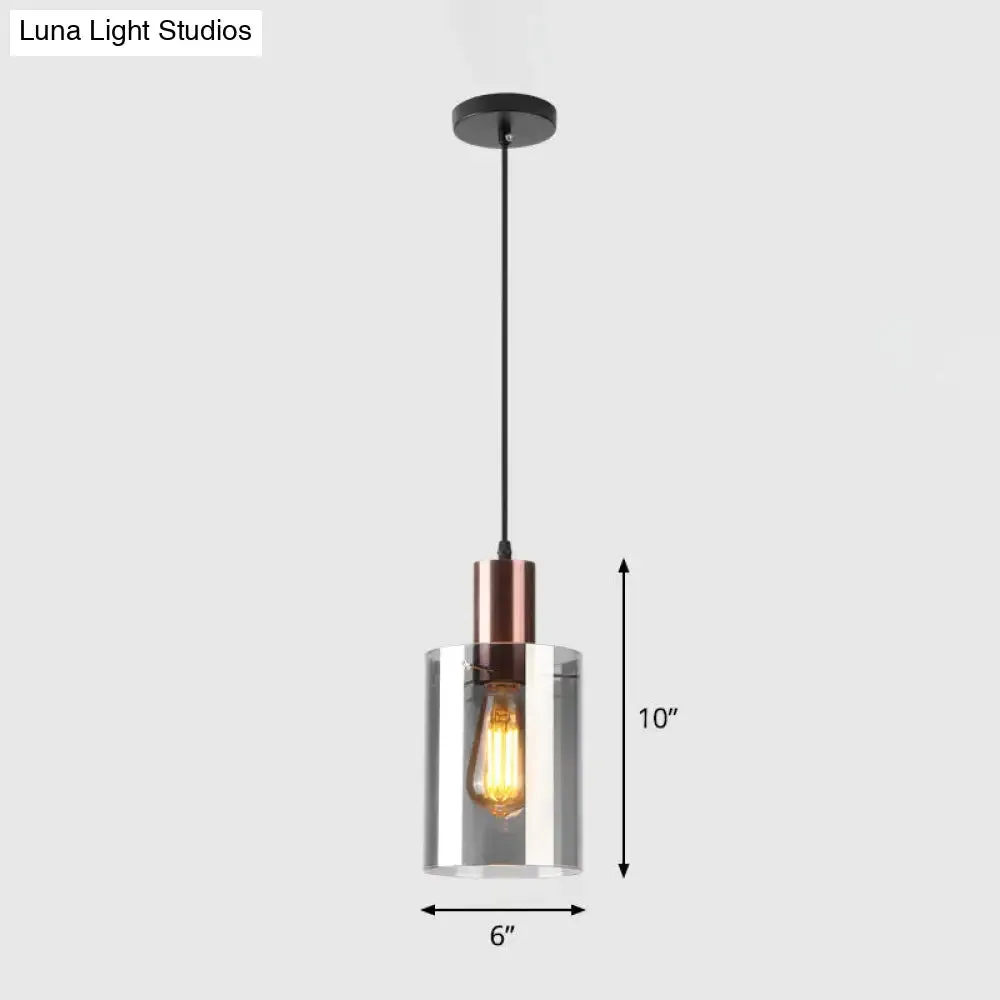 Postmodern Rose Gold Bottle Pendant Light with Smoke Grey Glass