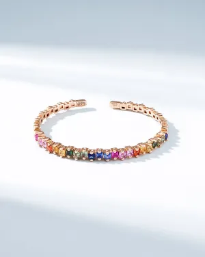 Princess Staggered Rainbow Sapphire Bangle