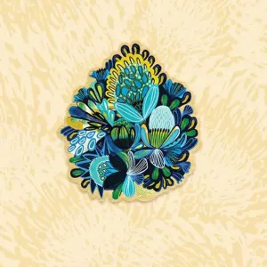 Proteas Azure Wooden Brooch