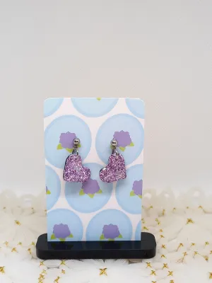 Purple Glittery Heart Earrings | Sparkles Collection