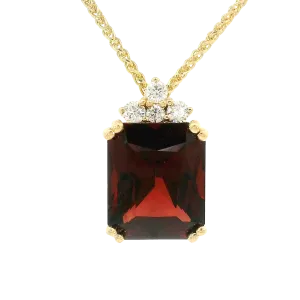 Radiant Cut Garnet Pendant with Canadian Diamonds