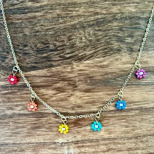 Rainbow Daisy Necklace