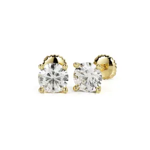 Refraction Angle Solitaire Earrings 1 Natural Diamonds in Yellow Gold