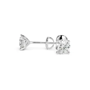 Refraction Angle Solitaire Earrings 2 Natural Diamonds in White Gold