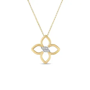 Roberto Coin Two-Tone Cialoma Small Diamond Flower Necklace