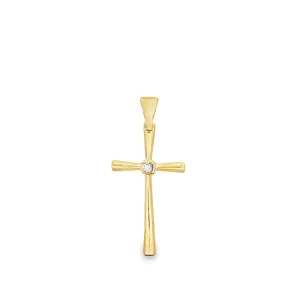 Rounded Cross Crucifix Pendant with CZ Stones