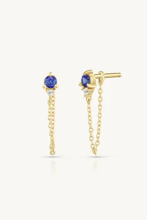 September Sapphire Birthstone Gold Stud