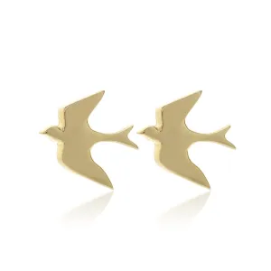 Silk & Steel Superfine Swallow of Hope Studs - Gold