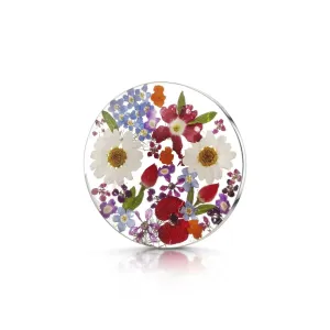 Silver Brooch - Mixed Flowers - Full Moon XL (nickel pin)