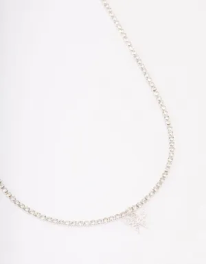 Silver Cupchain Diamante Butterfly Necklace