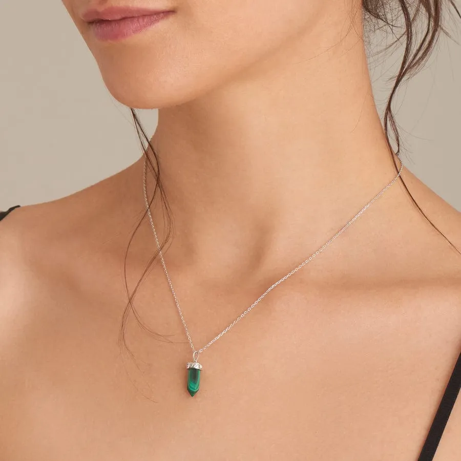 Silver Malachite Point Pendant Necklace