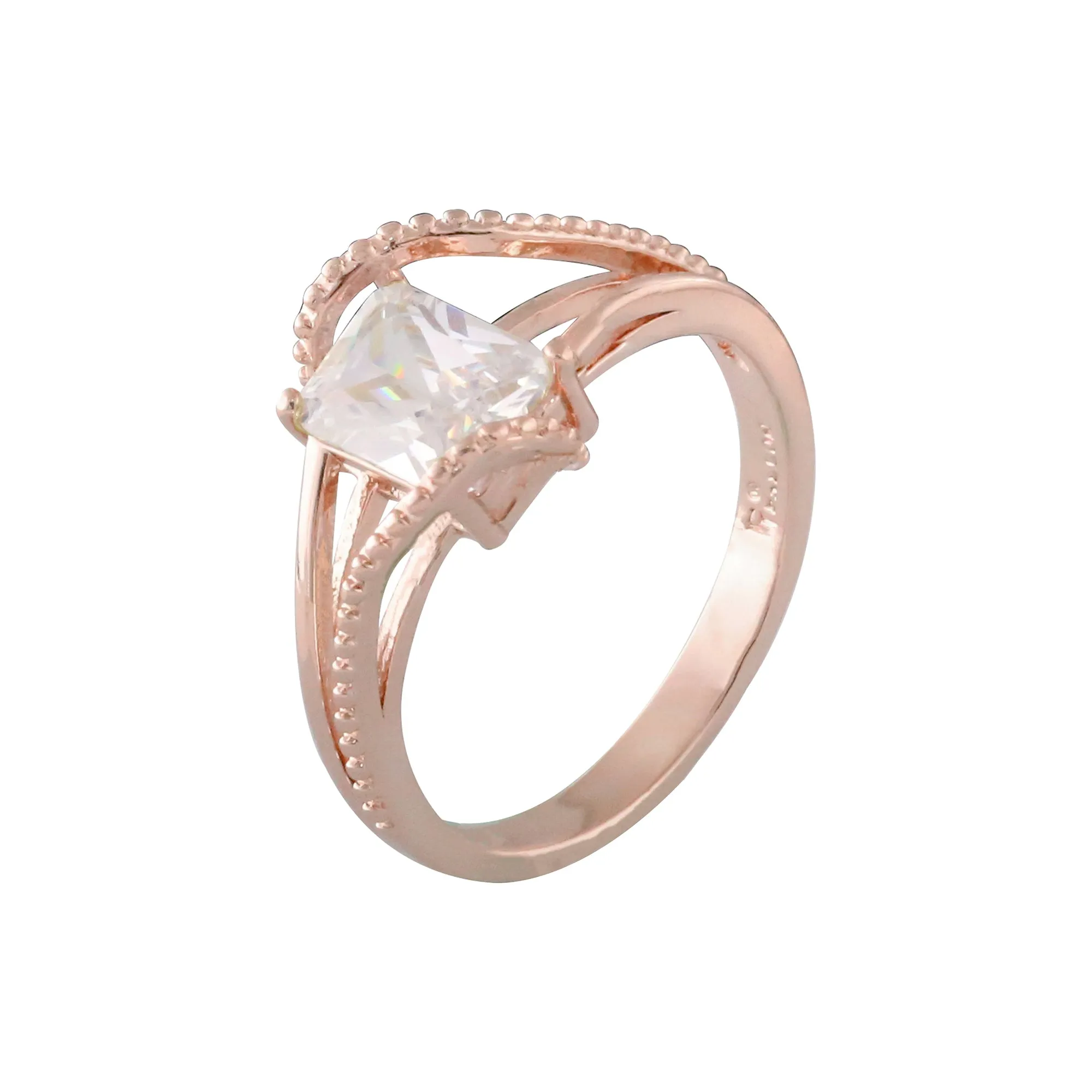 Solitaire colorful CZ Rose Gold rings