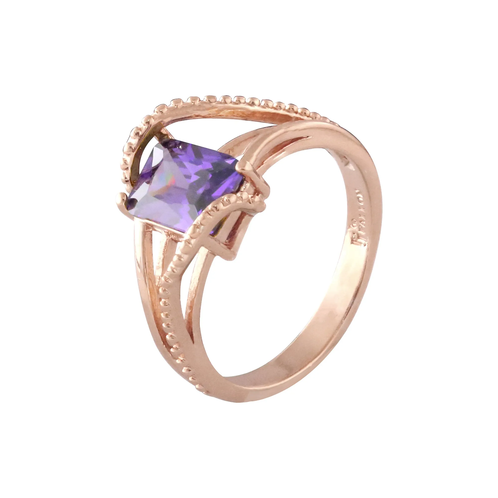 Solitaire colorful CZ Rose Gold rings