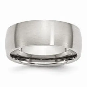 Stainless Steel 8mm Brushed Wedding Band Ring