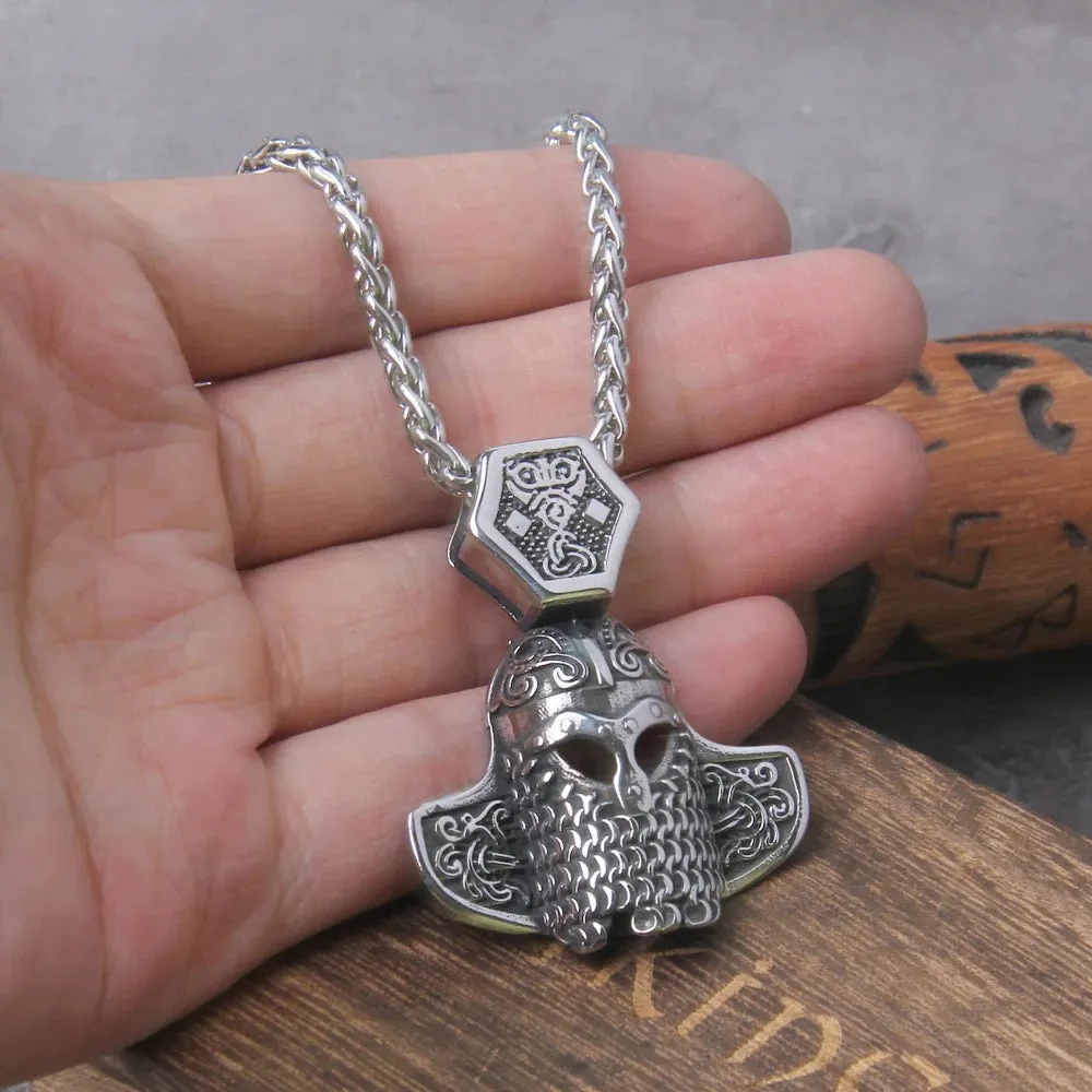 Stainless Steel Warrior Casque Viking Necklace