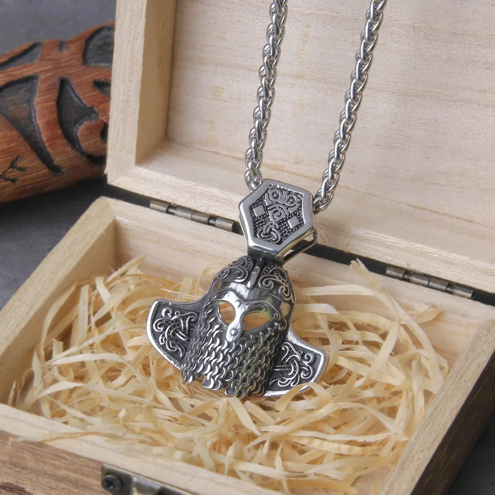 Stainless Steel Warrior Casque Viking Necklace