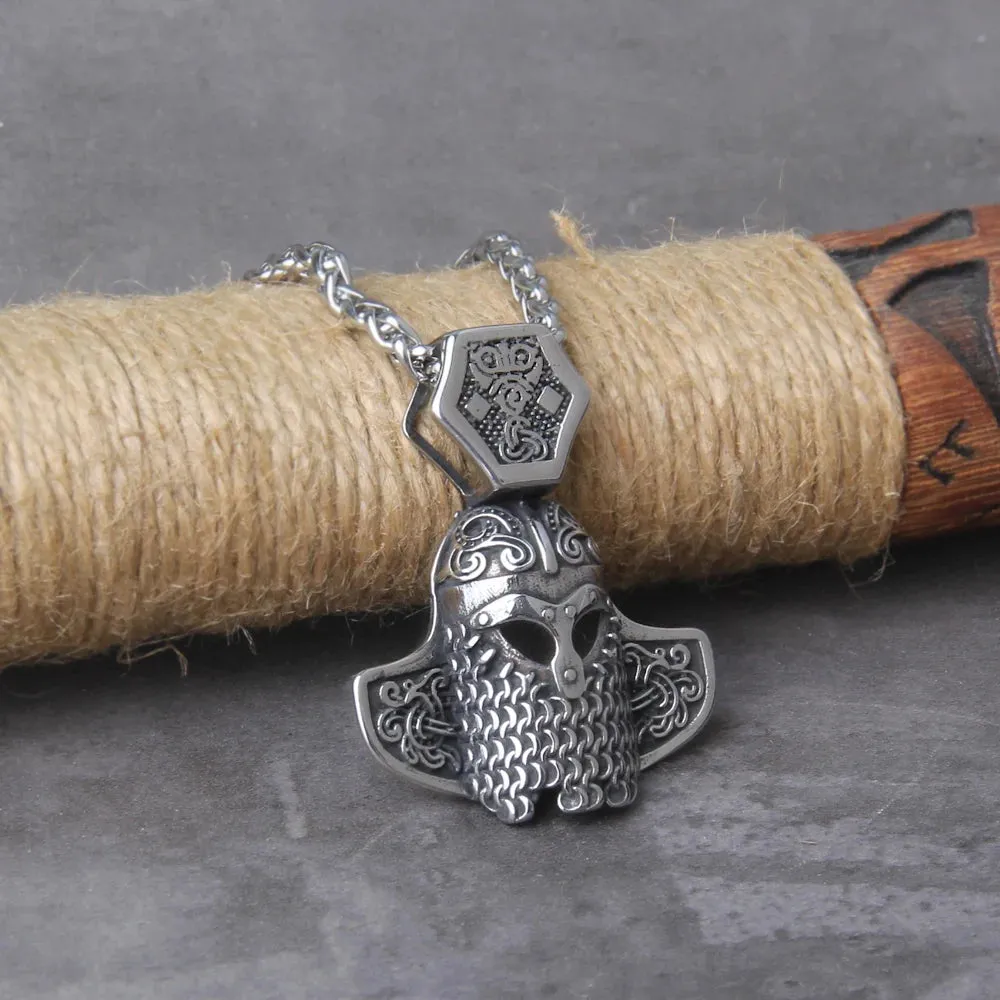 Stainless Steel Warrior Casque Viking Necklace