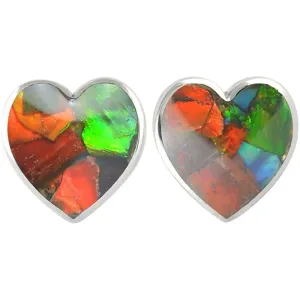 Starborn Ammolite Heart Sterling Silver Post Earrings