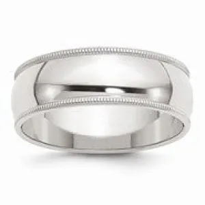 Sterling Silver 7mm Half Round Milgrain Wedding Band Ring