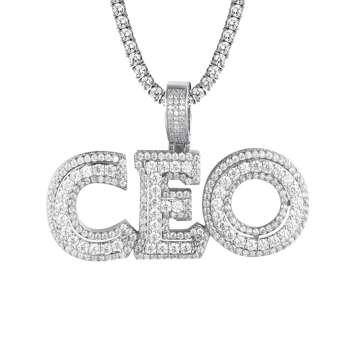 Sterling Silver CEO Hip Hop Custom Designer Icy Pendant