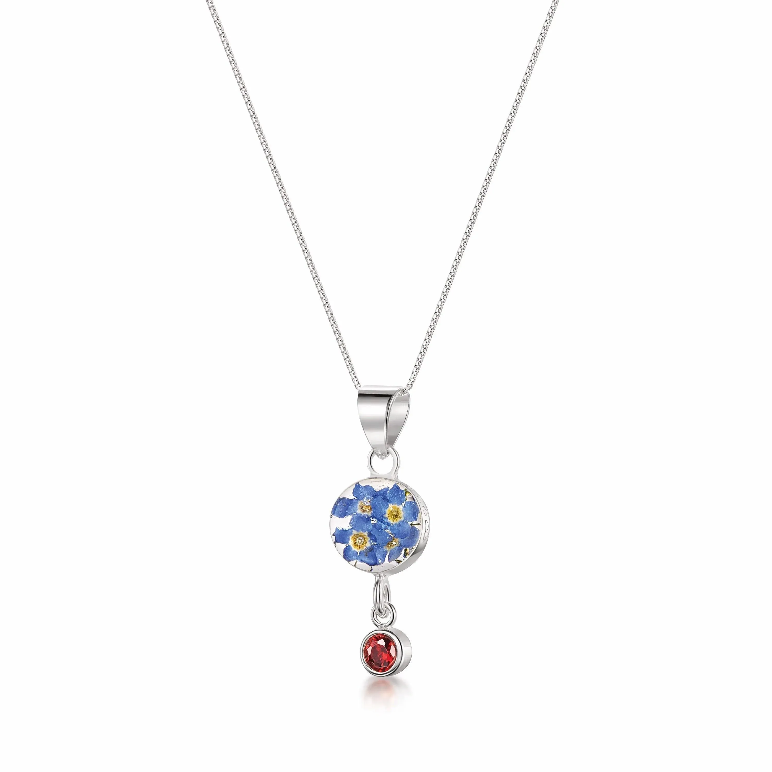 Sterling silver Forget-Me-Not Birthstone Necklaces: Nature's Beauty in Sterling Silver