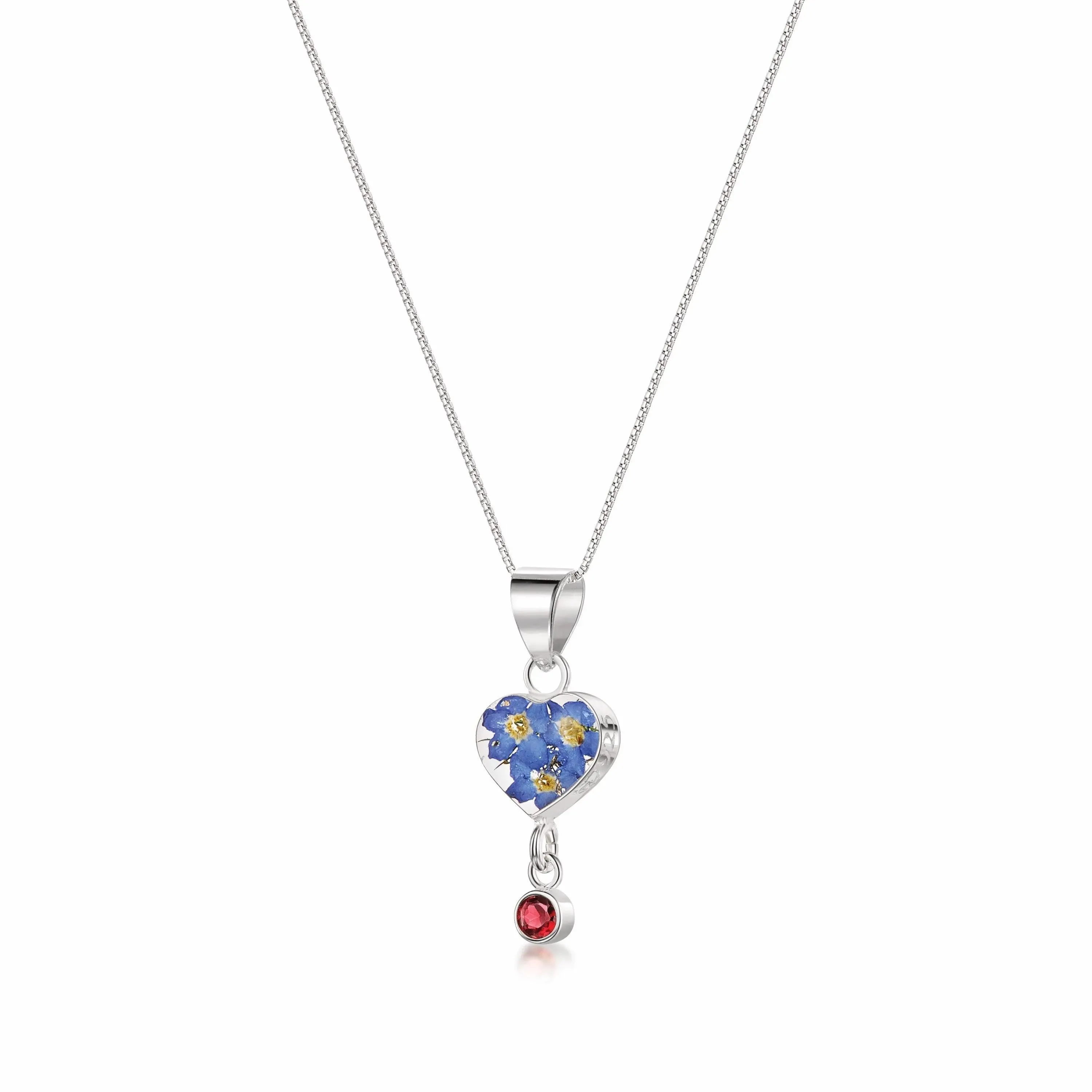 Sterling silver Forget-Me-Not Birthstone Necklaces: Nature's Beauty in Sterling Silver