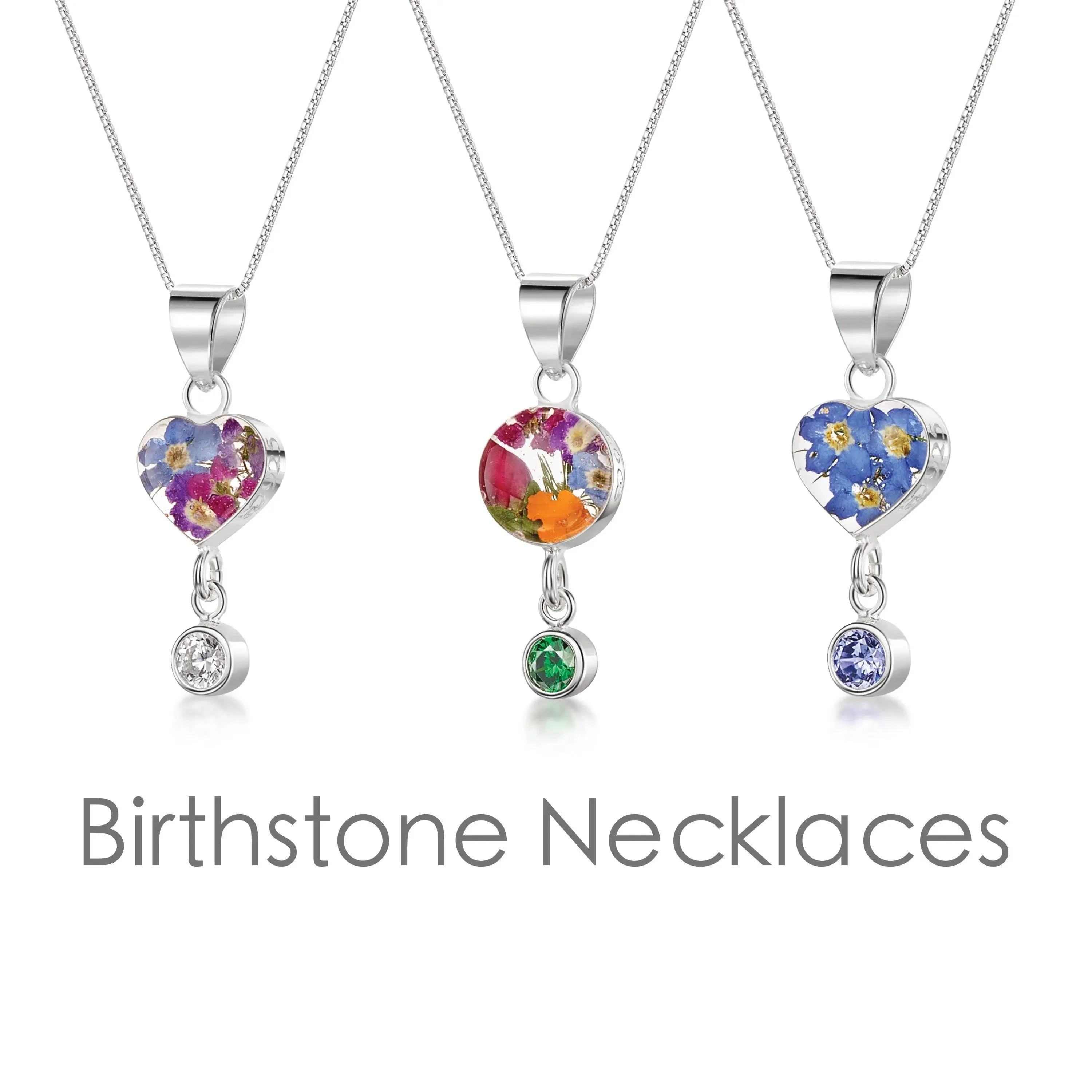 Sterling silver Forget-Me-Not Birthstone Necklaces: Nature's Beauty in Sterling Silver