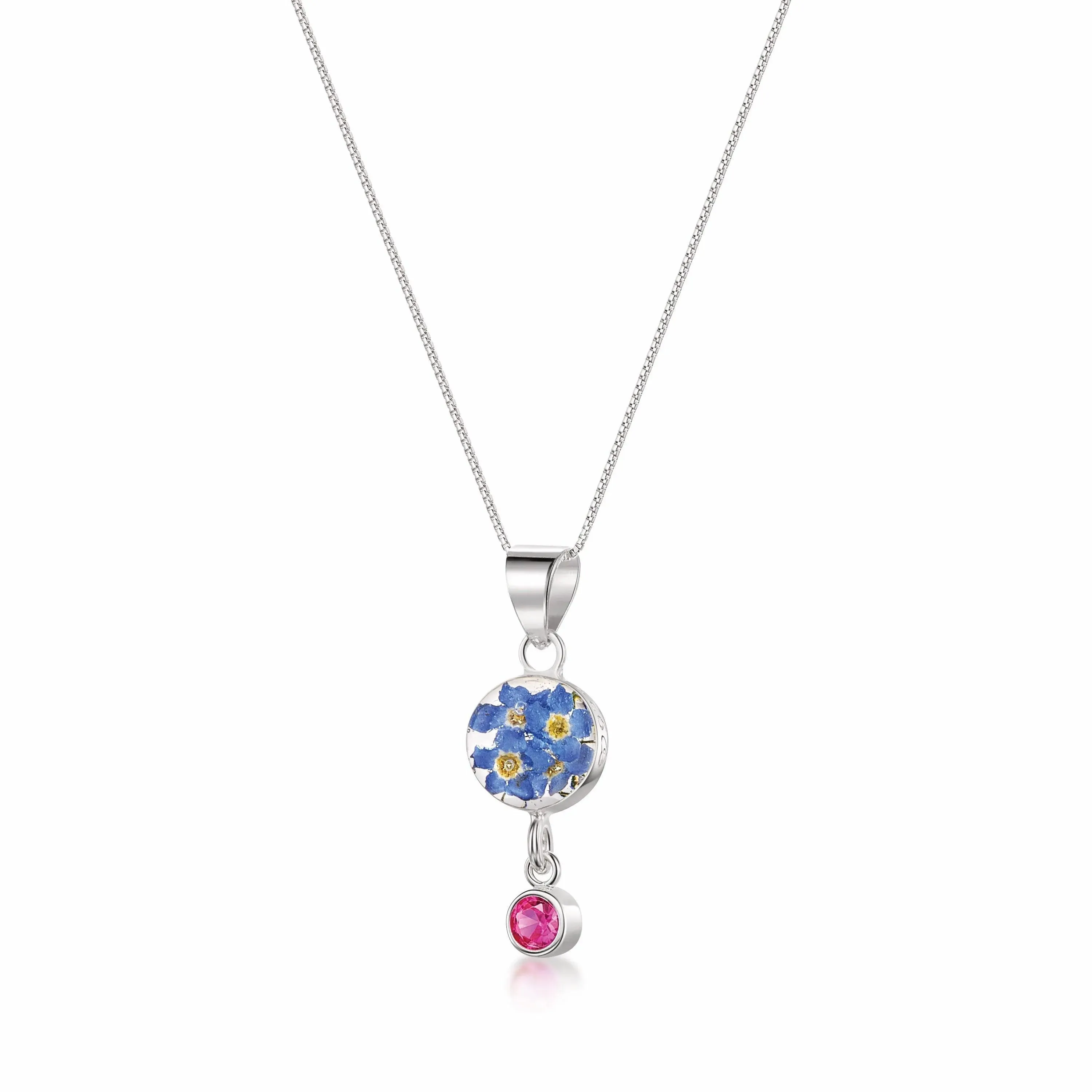 Sterling silver Forget-Me-Not Birthstone Necklaces: Nature's Beauty in Sterling Silver