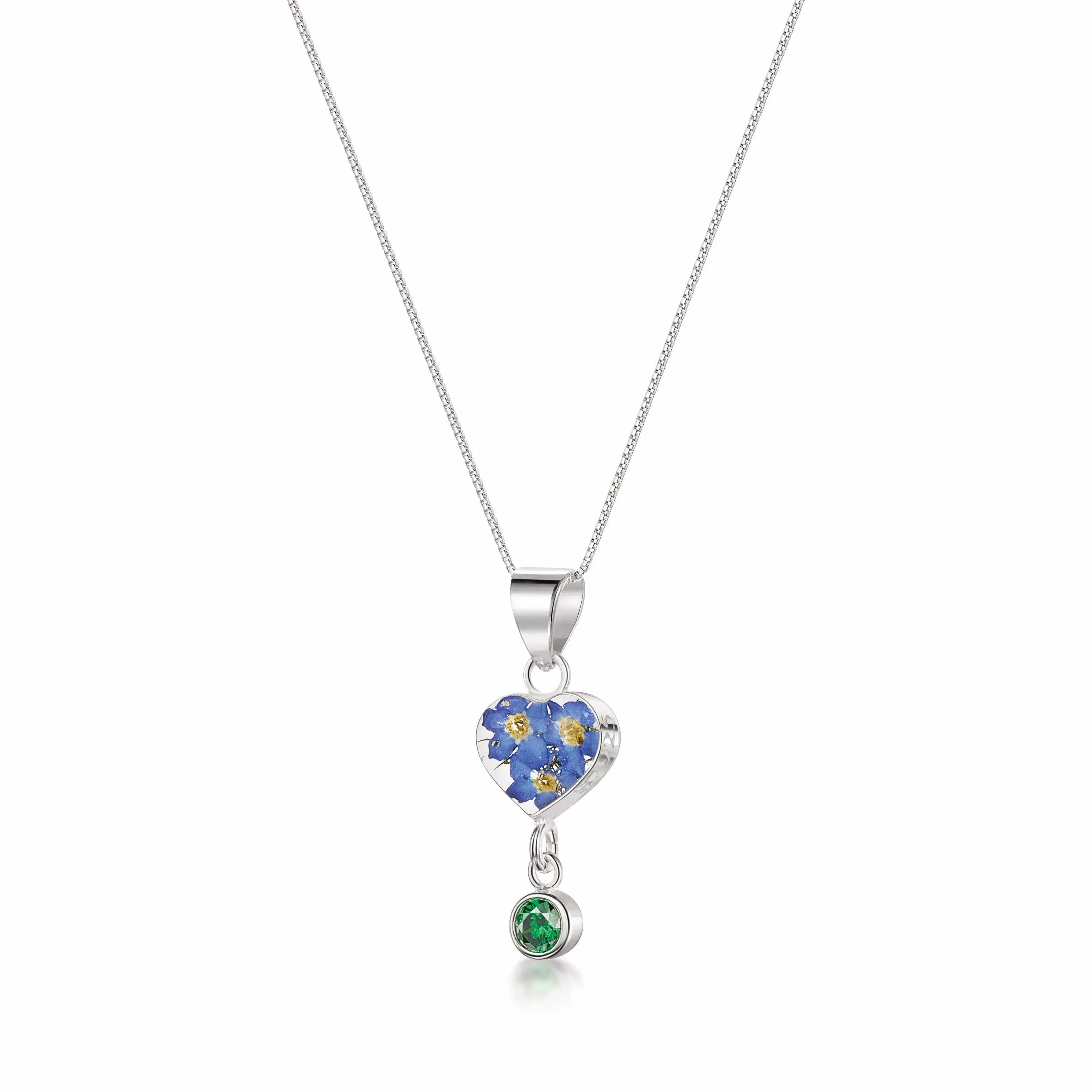 Sterling silver Forget-Me-Not Birthstone Necklaces: Nature's Beauty in Sterling Silver