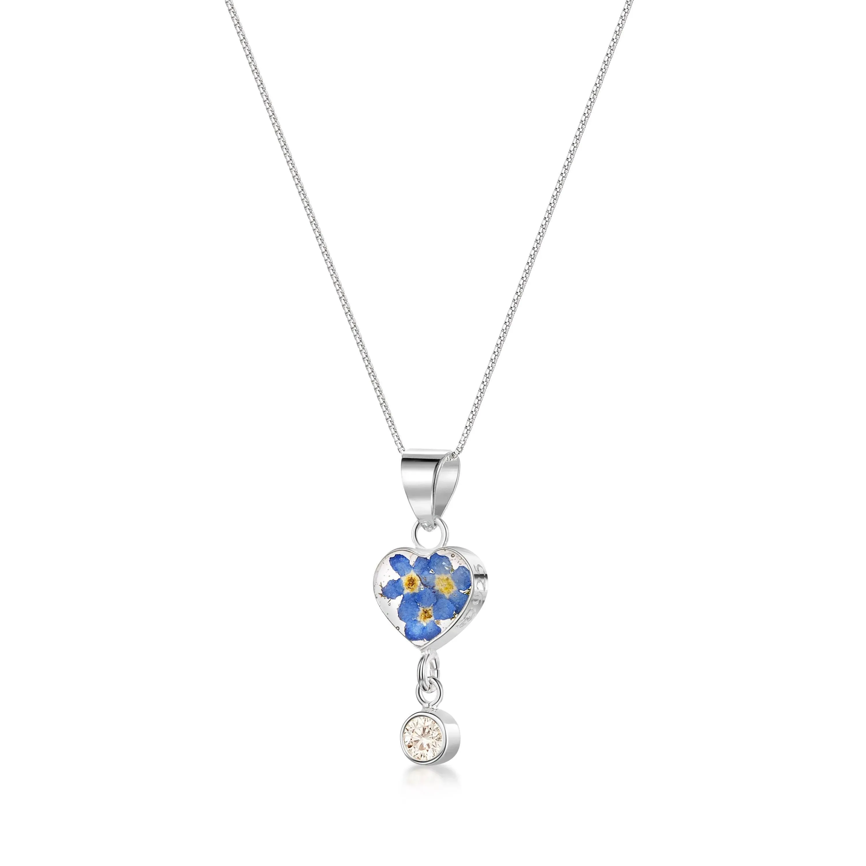 Sterling silver Forget-Me-Not Birthstone Necklaces: Nature's Beauty in Sterling Silver