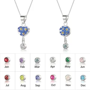 Sterling silver Forget-Me-Not Birthstone Necklaces: Nature's Beauty in Sterling Silver